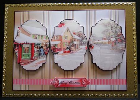 Vintage Christmas Village Panel Card with Toppers by Yvonne Middleton