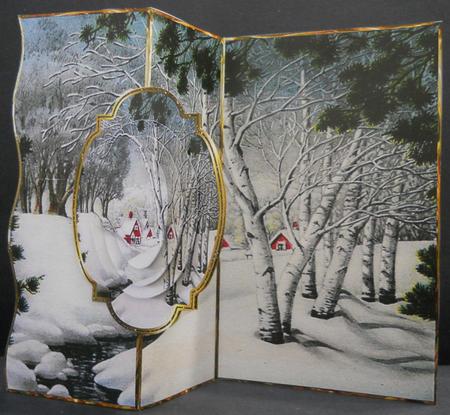 Winter Scene Shaped No Hole Fold Back Card by Yvonne Middleton