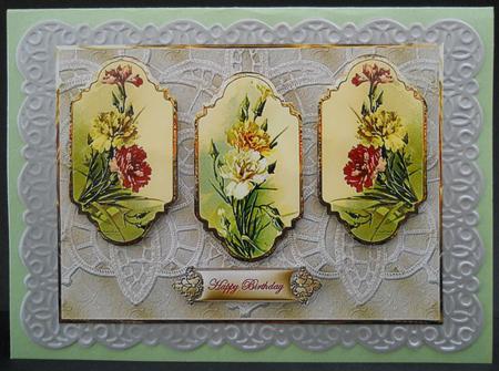 Vintage Pansies Panel Card with Toppers by Yvonne Middleton
