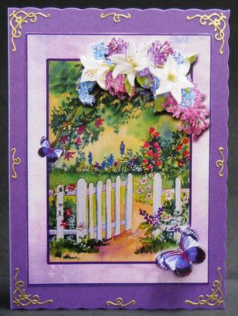 Garden Gate with Flowers and Butterflies Decoupage by Yvonne Middleton