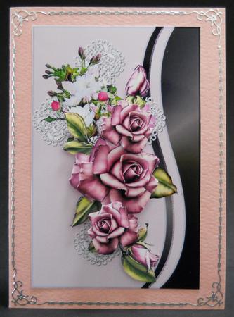 Sympathy Heritage Pink Roses and Lace Cross by Yvonne Middleton