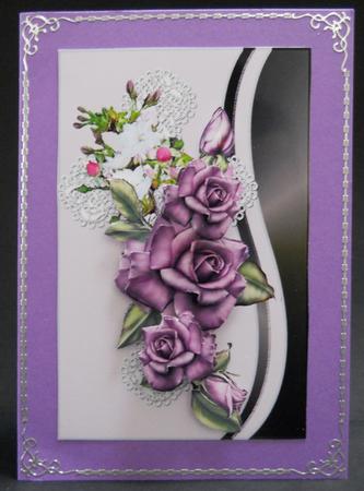 Sympathy Heritage Purple Roses and Lace Cross by Yvonne Middleton