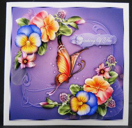Summer Pansies 8" Square Card Mini-kit by Yvonne Middleton