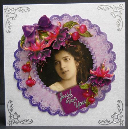 Ladies & Lace - Card Front/topper Mini Kit - Fuschia by Yvonne Middleton