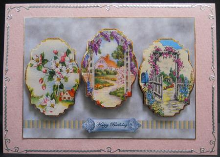 Garden Views Panel Card Front with Toppers and Sentiment Tag by Yvonne Middleton