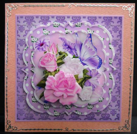Roses and Butterfly Triple Layer Card Front Mini Kit by Yvonne Middleton