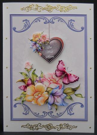Flowers and Heart on Lace by Yvonne Middleton