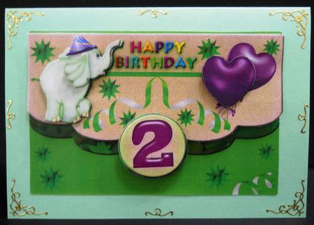 Scalloped Elephant Fun Happy Birthday for 2yrs (#1) by Yvonne Middleton