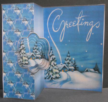 Greetings in the Snow No Hole Fold Back Card by Yvonne Middleton