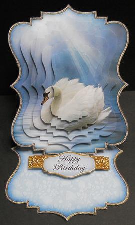 Moonlit Swan Shaped Easel Card by Yvonne Middleton