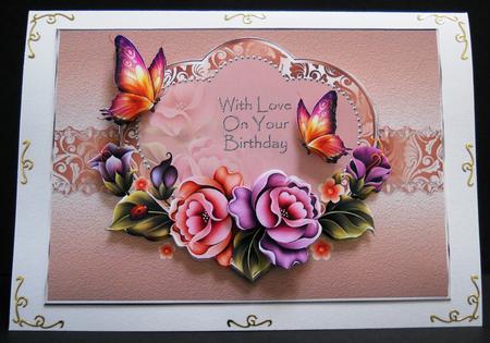 Beautiful Flowers with Heart and Butterflies by Yvonne Middleton