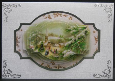 Christmas Gathering at Church Card with Pyramid by Yvonne Middleton