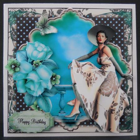 1950's Cream Rose Dress Card Front Mini Kit by Yvonne Middleton