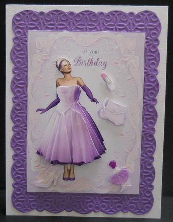 1950's Birthday Party Dress Card Front and Decoupage by Yvonne Middleton