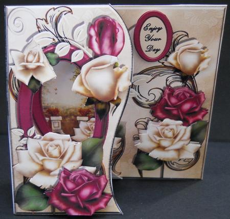 Shaped Front Free Standing Easel - Antique Roses by Yvonne Middleton