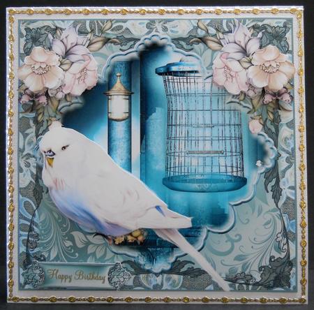 Beautiful Budgerigar and Flowers Topper by Yvonne Middleton