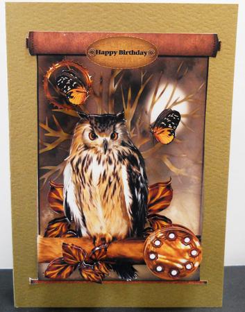 Male Wise Owl Steampunk Card by Yvonne Middleton