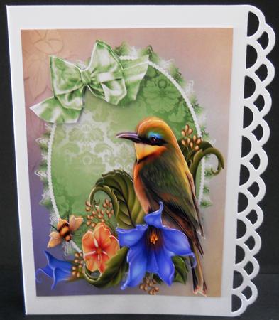 Beautiful Green Bird in Flowers by Yvonne Middleton