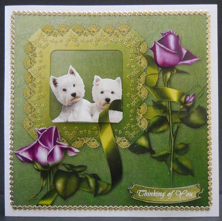 Westies Lavendar Roses by Yvonne Middleton