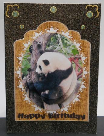 Panda Bear Tag Shaped Pyramid Birthday Topper by Yvonne Middleton