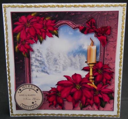 Pink Poinsettia Scenic Christmas - Square by Yvonne Middleton