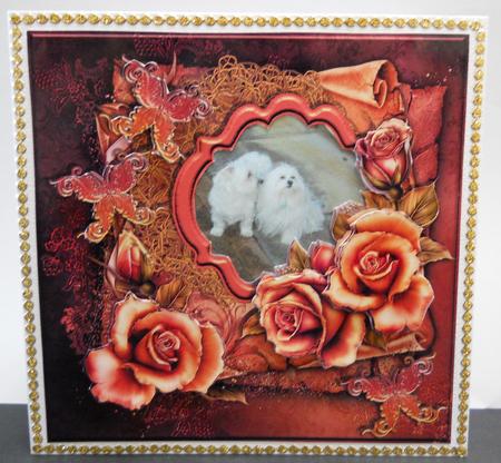 Add Your Own Greeting - Roses on Russet by Yvonne Middleton