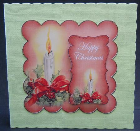 Borange Candle Happy Christmas 8in Scallop Topper by Yvonne Middleton