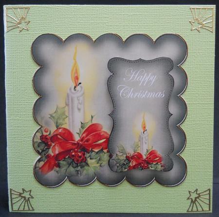 Olive Candle Happy Christmas 8in Scallop Topper by Yvonne Middleton