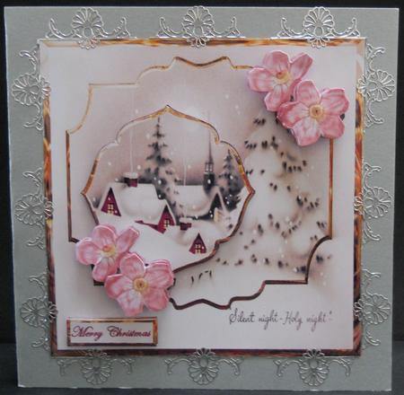 Vintage House and Christmas Rose Card by Yvonne Middleton
