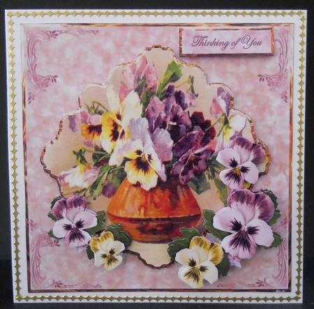 Vase of Pansies Card with Topper by Yvonne Middleton