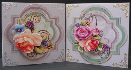 2 Scallop Toppers English Roses by Yvonne Middleton