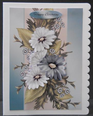 Dusky Blue Floral Birthday Card by Yvonne Middleton