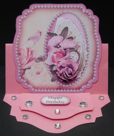 Shabby Chic Fan and Roses Shaped Card by Yvonne Middleton