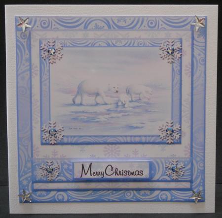 8"x8" Polar Bears Quick Card Front & Choice of 5 Sentiments by Yvonne Middleton