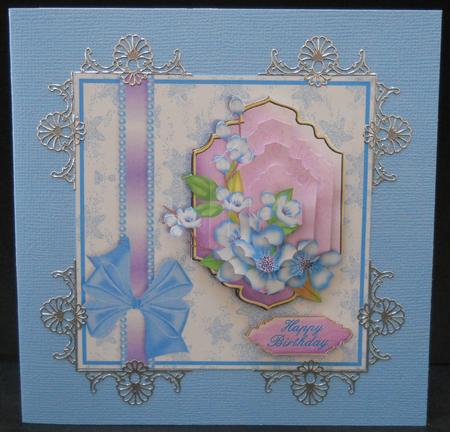 Blue Clematis - 6 Inch Card Front with Stacker Elements by Yvonne Middleton