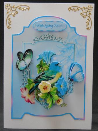 Beautiful Birdie Screen Card with Step by Step by Yvonne Middleton