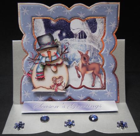 Snowman Village Card with Decoupage by Yvonne Middleton