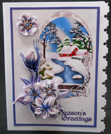 Wynter Florals with Snowy Scene by Yvonne Middleton