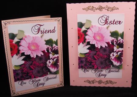 6 Personalised Floral Card Fronts - Pink Tones - Set 1 by Yvonne Middleton