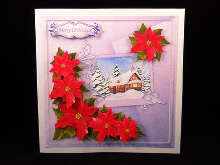 6x6 Christmas Cottage with Poinsettia by Yvonne Middleton