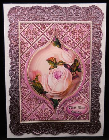 Vintage White Roses Pyramid Card Front by Yvonne Middleton