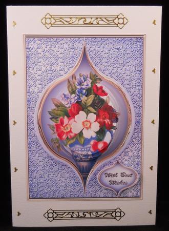 Vintage Vase of Flowers Pyramid Card Front by Yvonne Middleton
