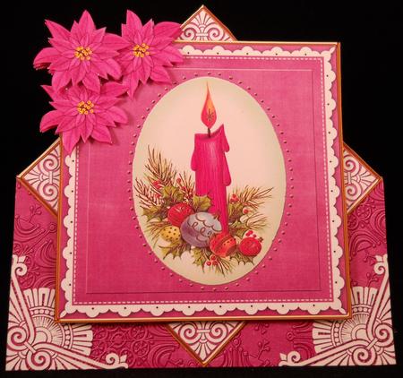 Christmas Candle Cerise Diamond Card Mini Kit by Yvonne Middleton