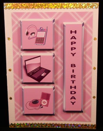Gadget / Laptop Card Front & Decoupage (female) by Yvonne Middleton