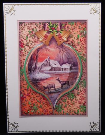 Christmas Sunset Pyramid Card Front by Yvonne Middleton
