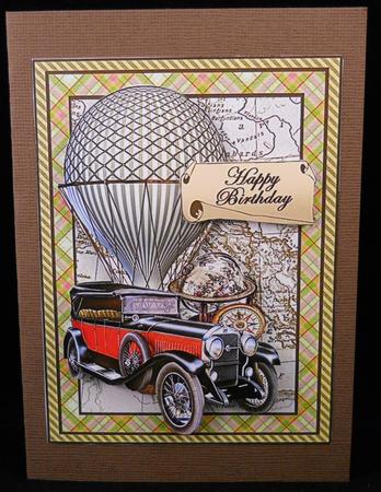 Vintage Balloon & Car Decoupage by Yvonne Middleton