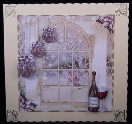 The Dusky Pink Snow Window Scene Topper by Yvonne Middleton