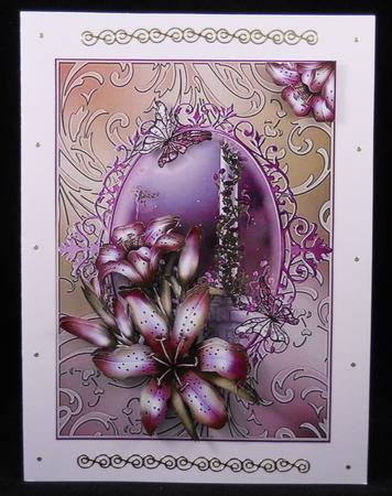 Beautiful Lily Flutters Shimmering Card Front by Yvonne Middleton