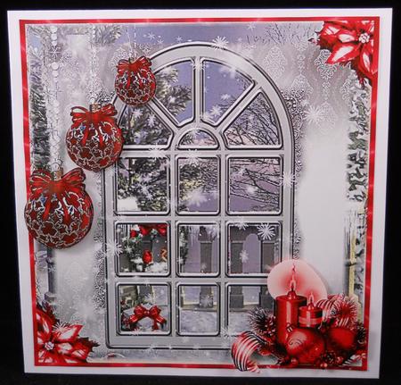 Christmas Window Red Decorations by Yvonne Middleton