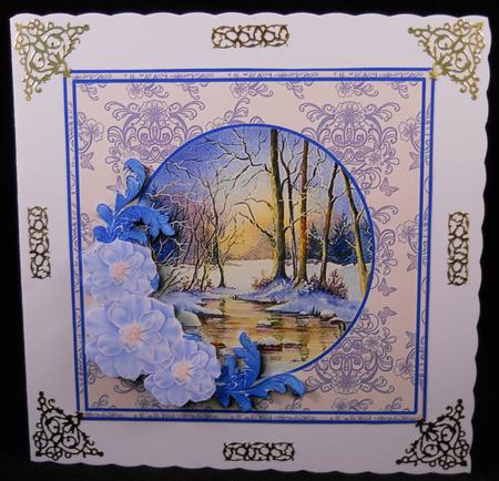 Winter Reflections with Flowers and Swirls Decoupage by Yvonne Middleton
